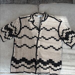 Zara Black and Cream Crochet Cardigan